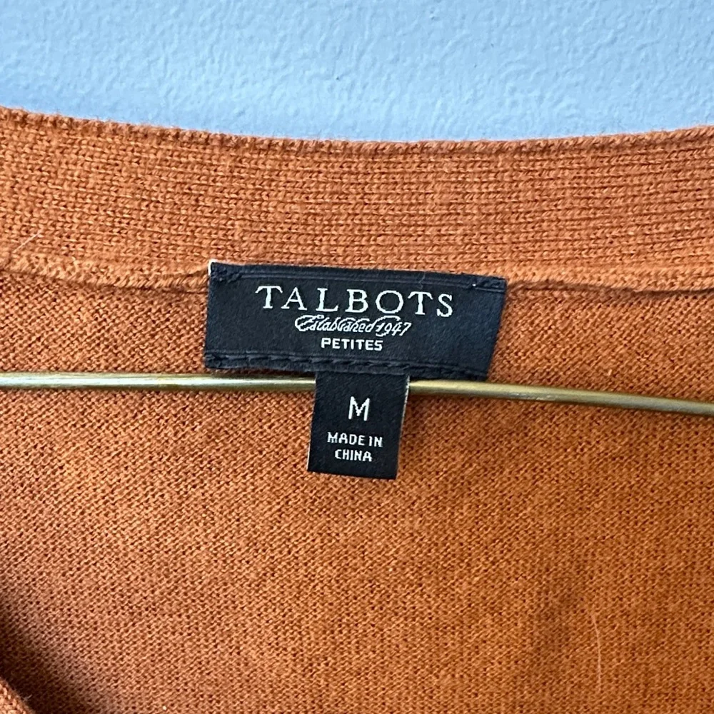 Talbots Ruffled Orange Cardigan - Picture 2 of 4